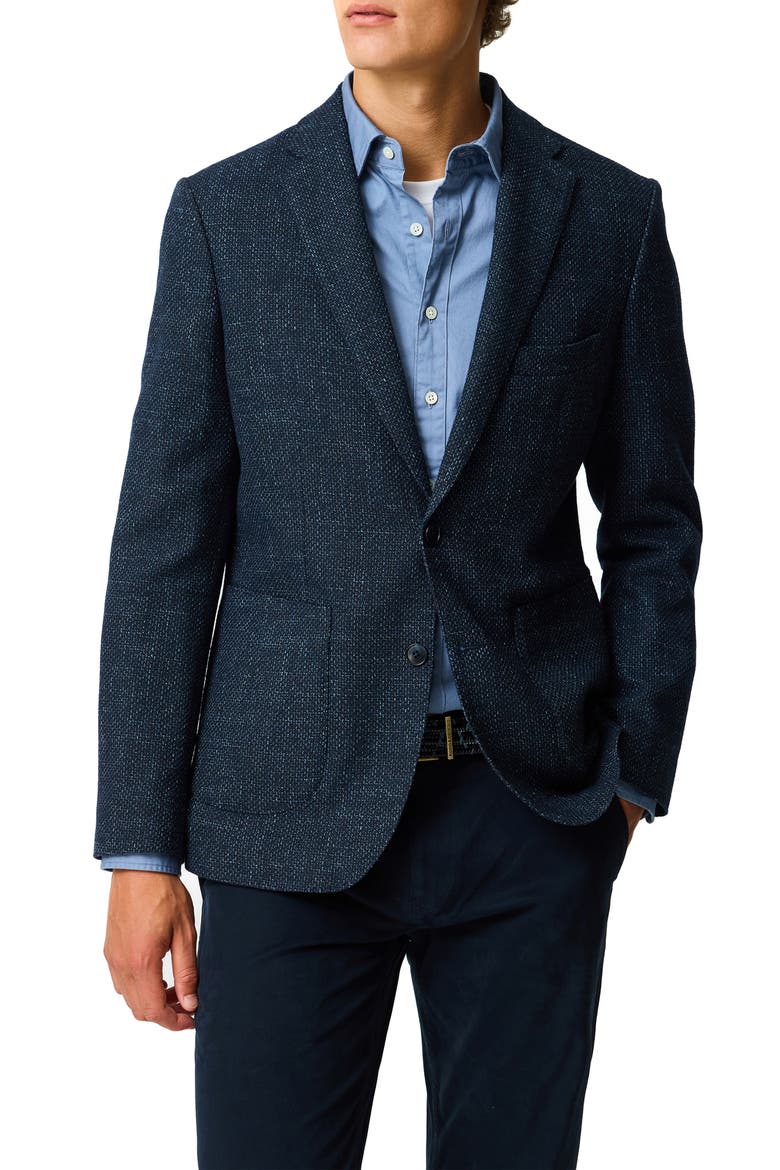 Archibold Navy Slub Wool & Cotton Blend Sport Coat, Main, color, MARINE