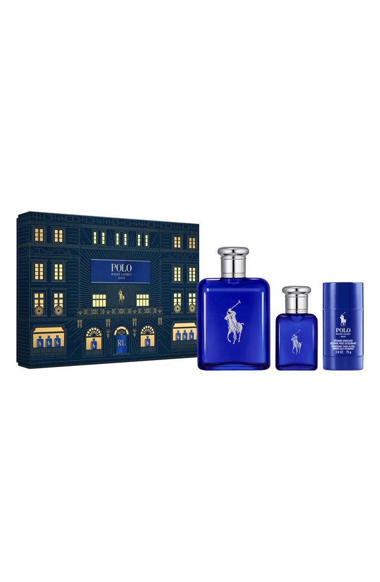 Ralph Lauren Men's 3-Piece Polo Blue Eau de Toilette Gift Set (Limited Edition) $190 Value, Main, color,