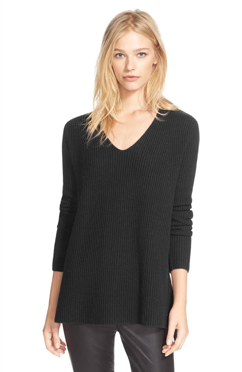Vince Ribbed V-Neck Cashmere Sweater, Main, color,