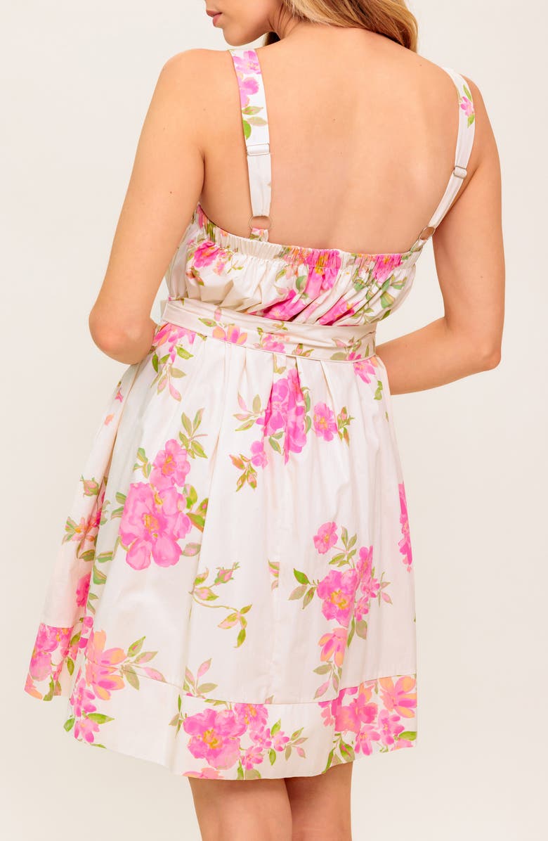 FLYING TOMATO Floral Fit & Flare Cotton Sundress, Alternate, color, Ivory