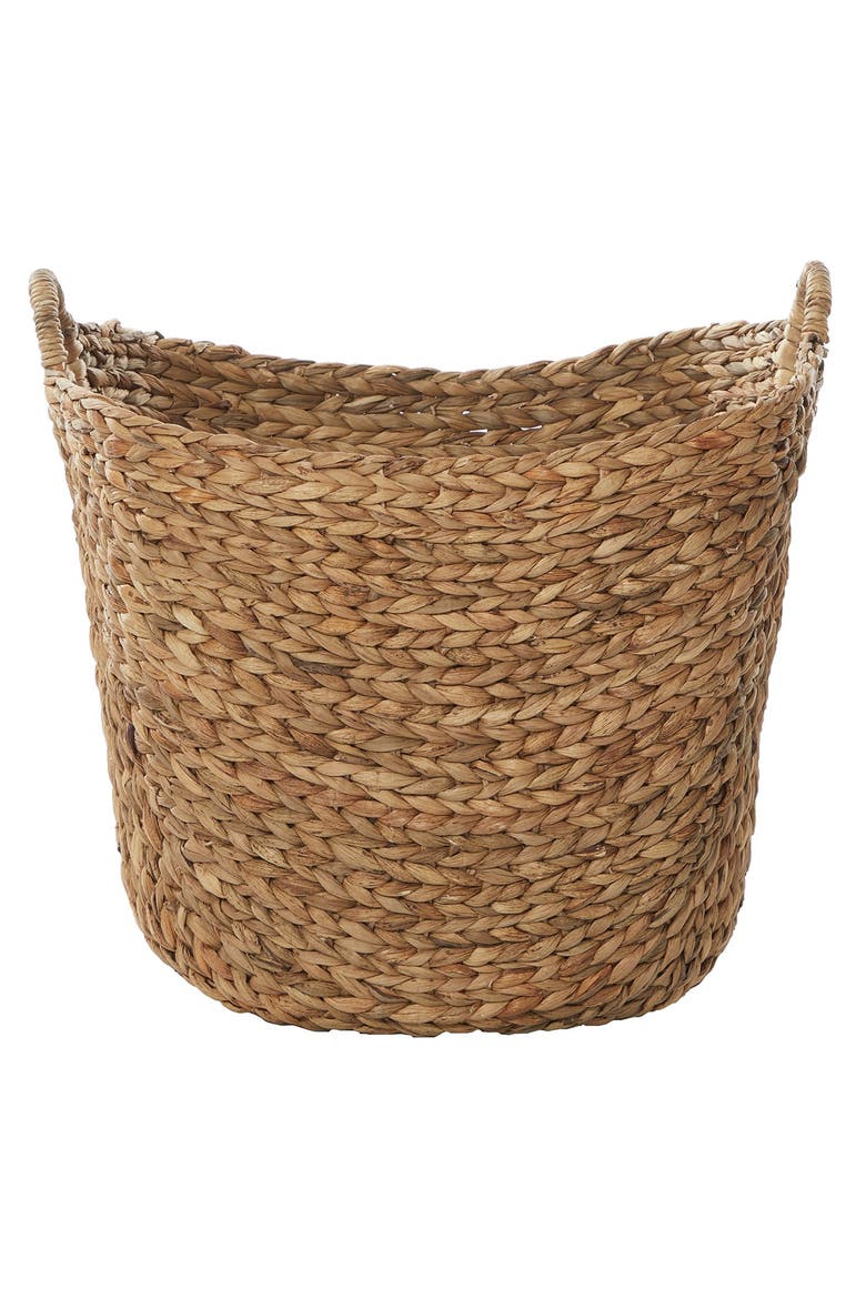 Brown Seagrass Contemporary Storage Basket with Ring Handles, Alternate, color, BROWN