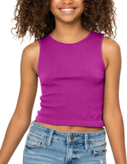 Malibu Sugar Ribbed crop sports tank top - Big Kid