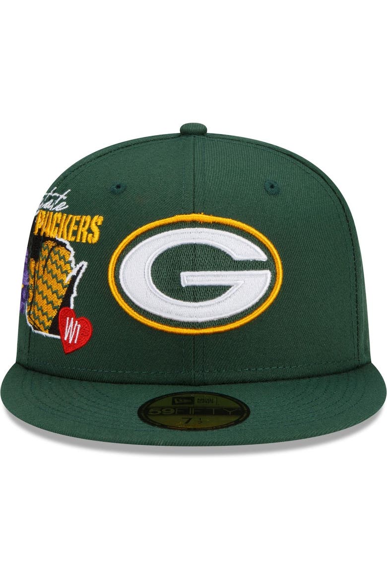 Men's New Era Green Green Bay Packers City Cluster 59FIFTY Fitted Hat, Alternate, color, Green