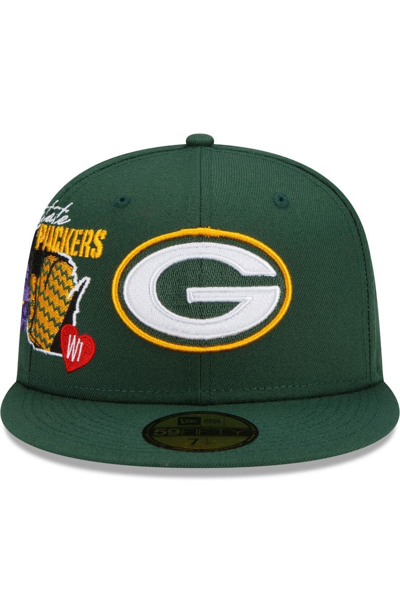 New Era Men's New Era Green Green Bay Packers City Cluster 59FIFTY Fitted Hat, Alternate, color, 