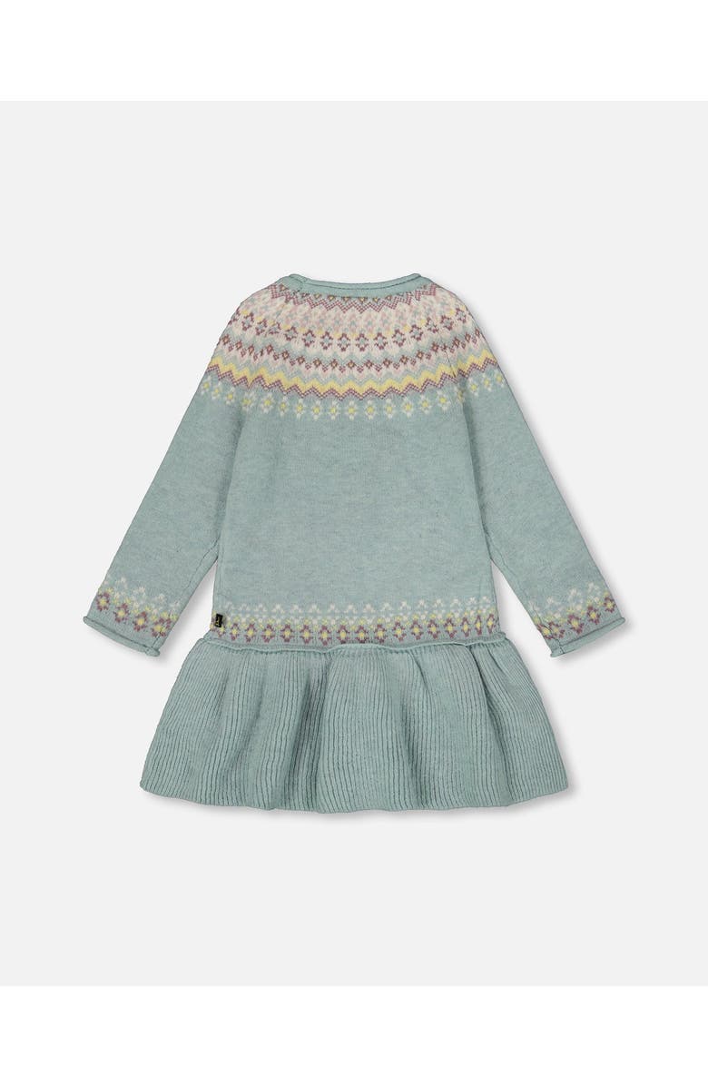 Deux par Deux Jacquard Sweater Dress with Ribbed Skirt, Alternate, color, Jade Green