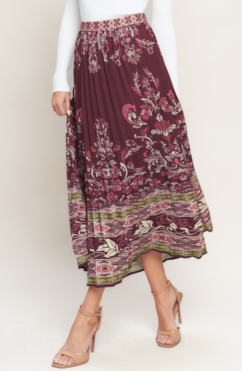 FLYING TOMATO Pleated Midi Skirt, Alternate, color, 