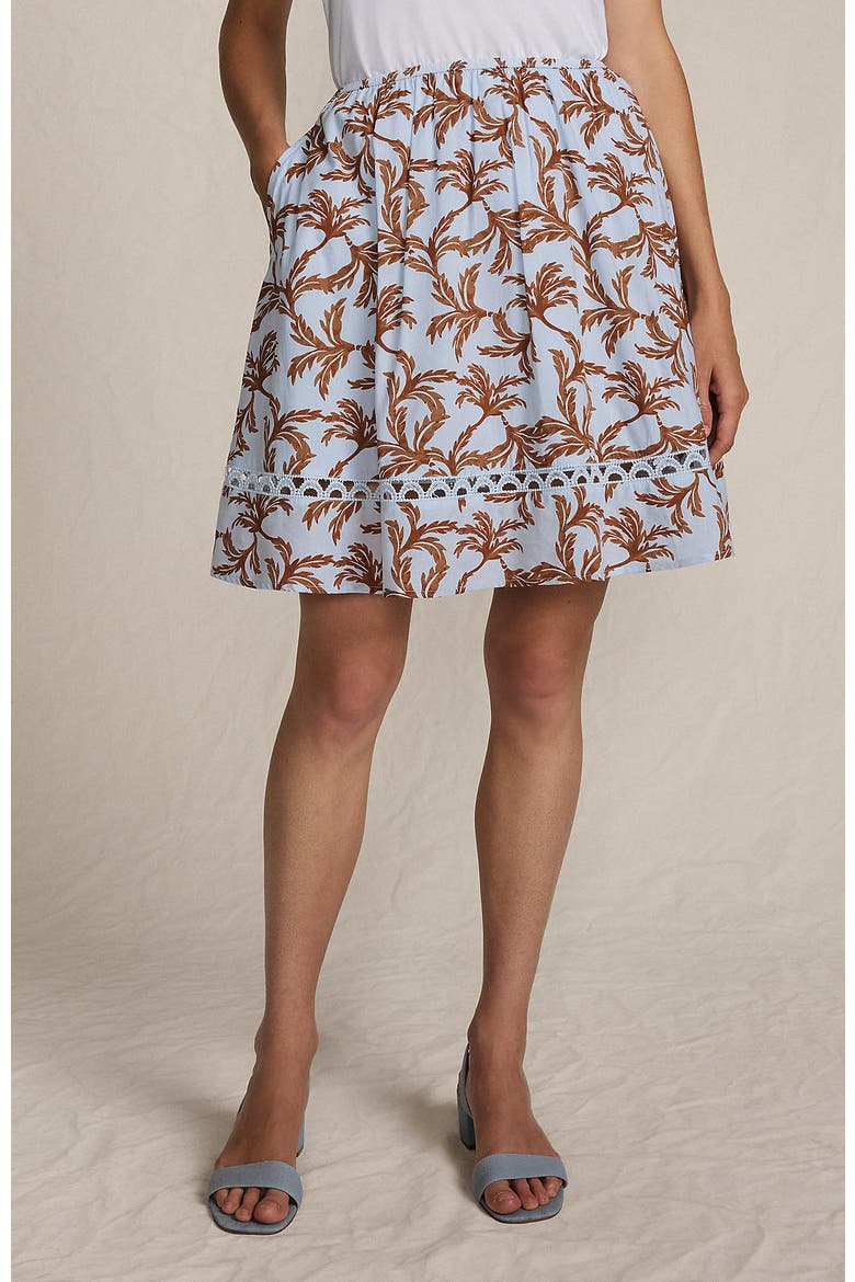Voile Ladder Trim Mini Skirt, Main, color, Soft Ice Blue Leaves