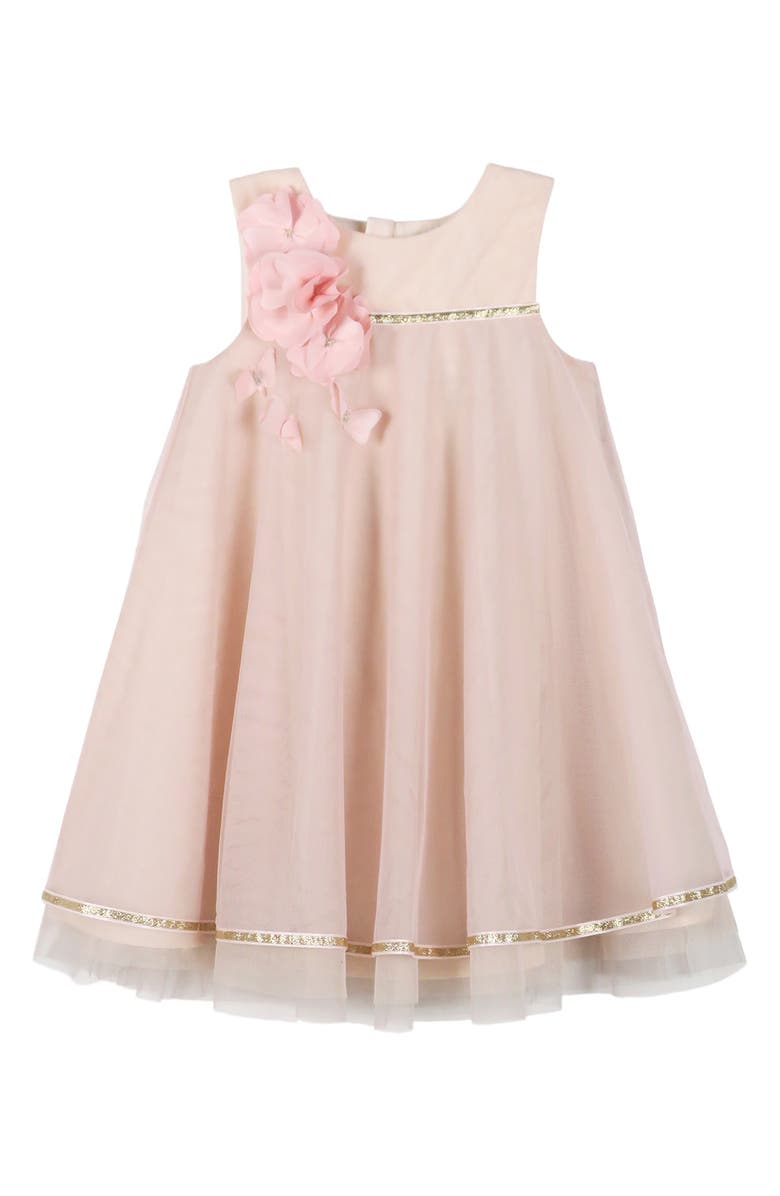 Zunie Kids' 3D Floral Babydoll Dress, Main, color, Blush