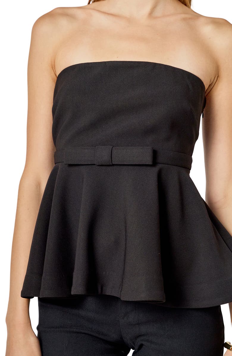 Endless Rose Bow Strapless Peplum Top, Alternate, color, Black
