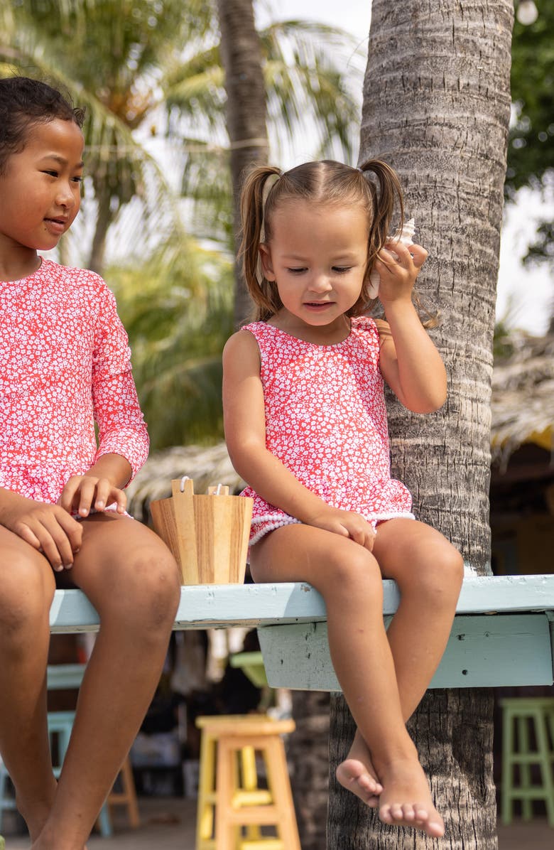 Snapper Rock Ditsy Bloom Skirted One-Piece Swimsuit, Alternate, color, Red