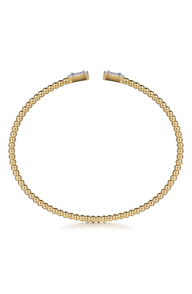 Gabriel & Co. Bujukan Diamond Baguette Beaded Cuff Bracelet, Alternate, color, Gold
