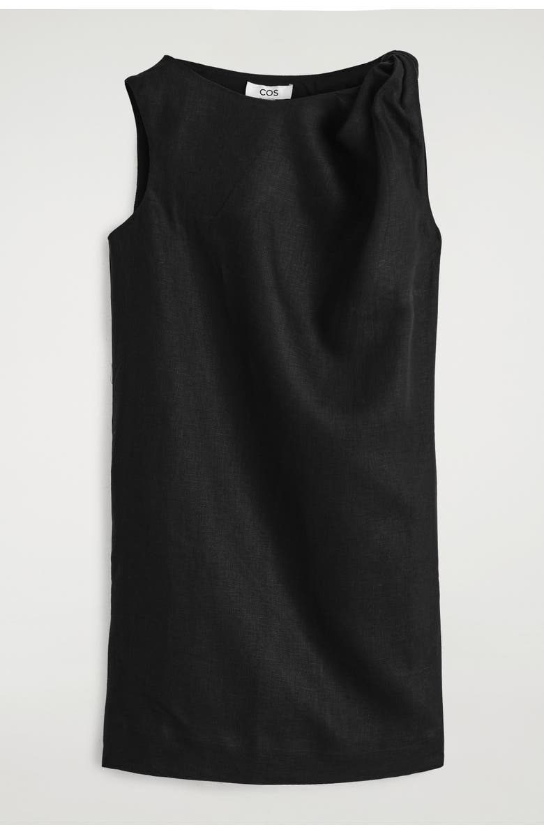 COS Twist-Detail Linen Mini Dress, Alternate, color, Black
