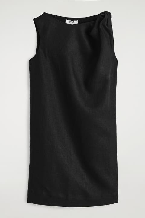 Twist-Detail Linen Mini Dress
