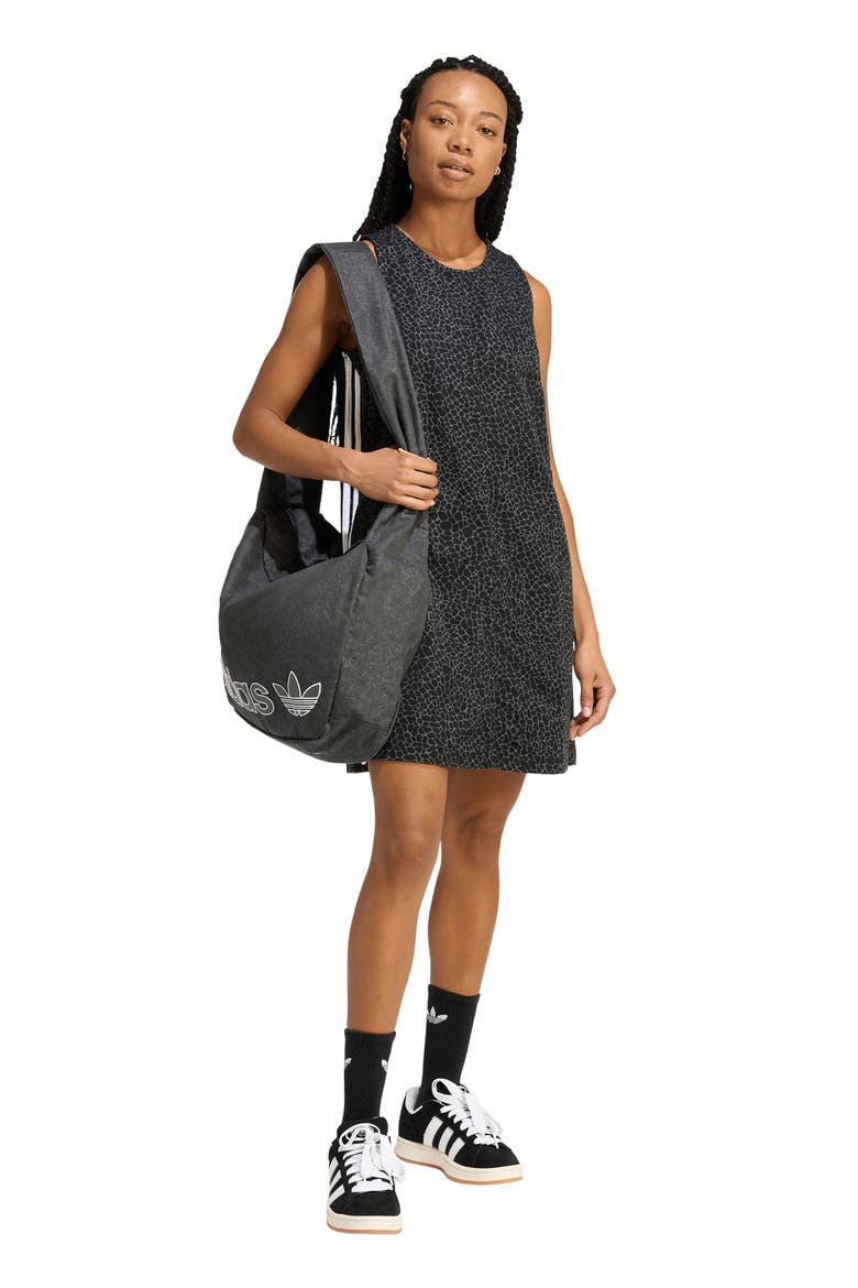 Animal Print Sleeveless Shift Dress, Alternate, color, BLACK/ GREY SIX