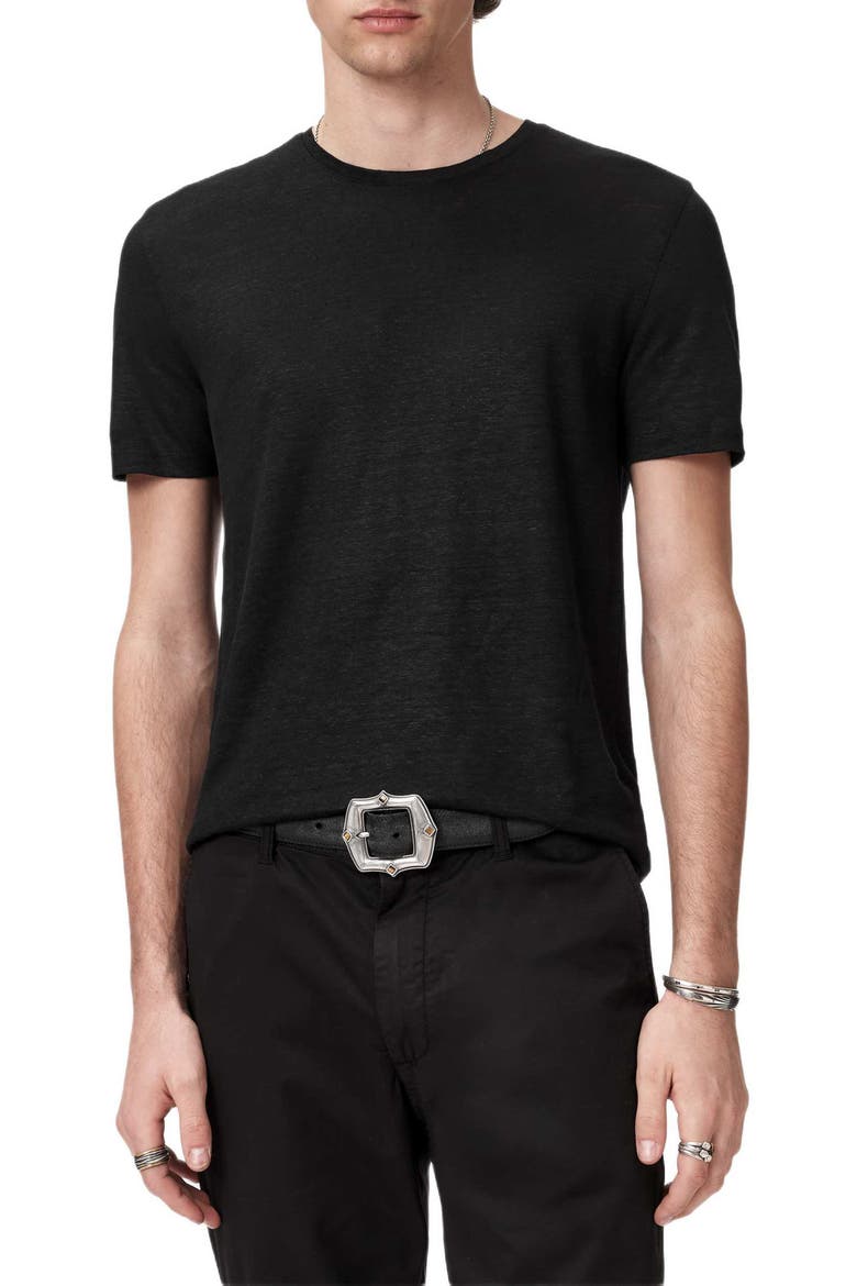 Mott Linen T-Shirt, Main, color, BLACK