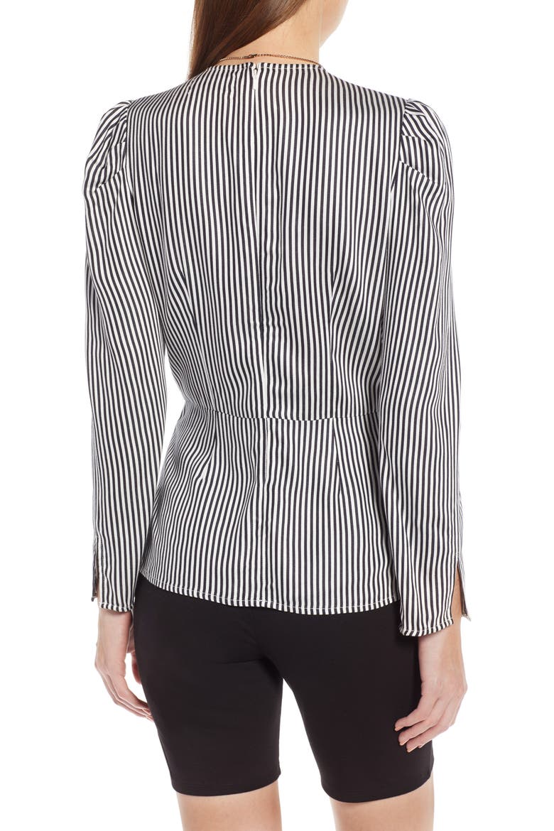 Gathered Peplum Top (Nordstrom Exclusive), Alternate, color, NAVY NIGHT TWO STRIPE