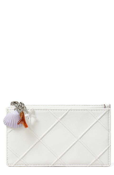 Fleming Charm Distressed Leather Zip Card Case