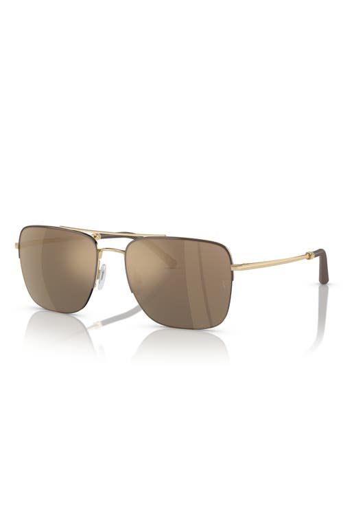 Oliver Peoples Roger Federer 56mm Semirimless Pilot Sunglasses In Gold