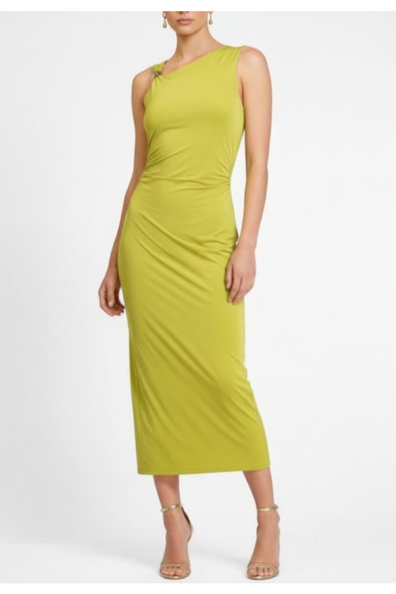 Ivy Asymmetrical Drape Midi Dress, Main, color, Green