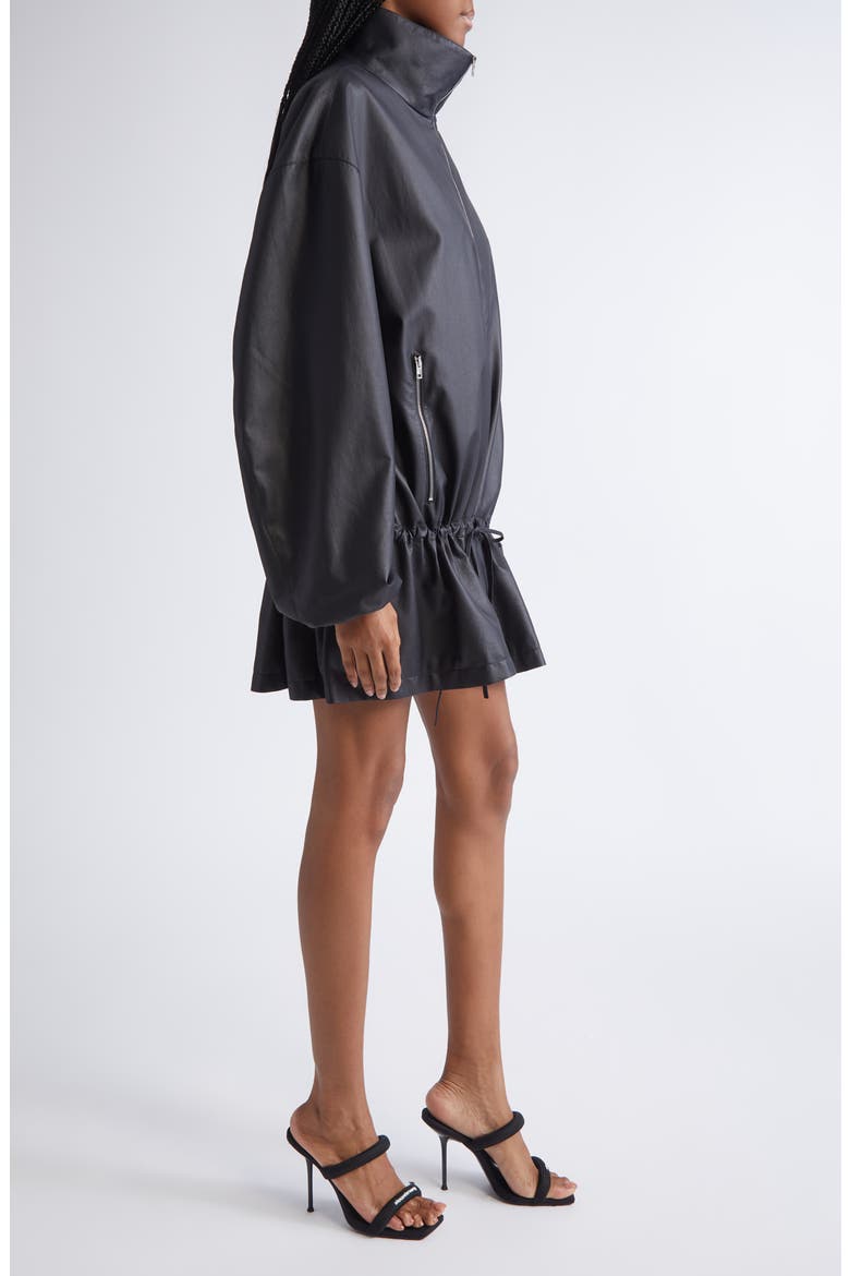 Drop Waist Leather Jacket, Alternate, color, BLACK
