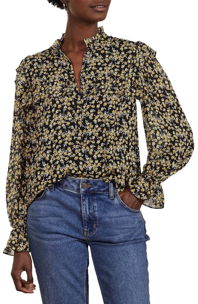 Boden Zoe Floral Ditsy Ruffle Detail Blouse, Main, color,
