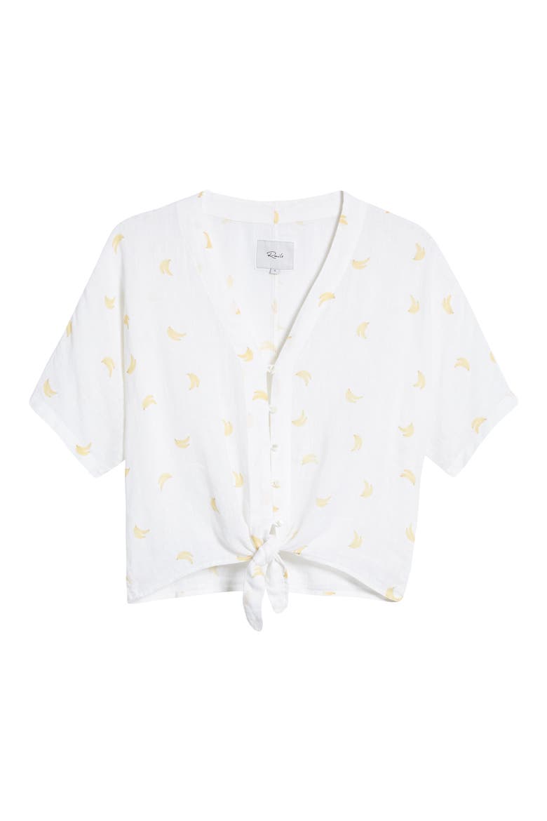 Thea Tie Waist Blouse, Alternate, color, BANANA BUNCH WHITE