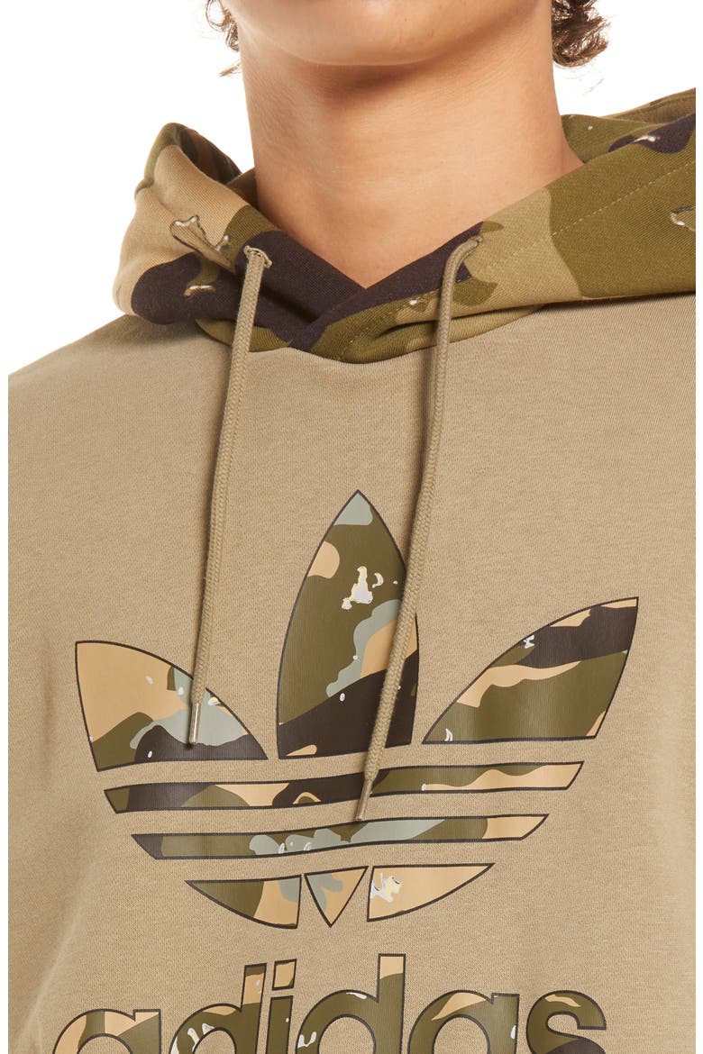 Camo Trefoil Hoodie, Alternate, color, CORE CAMO