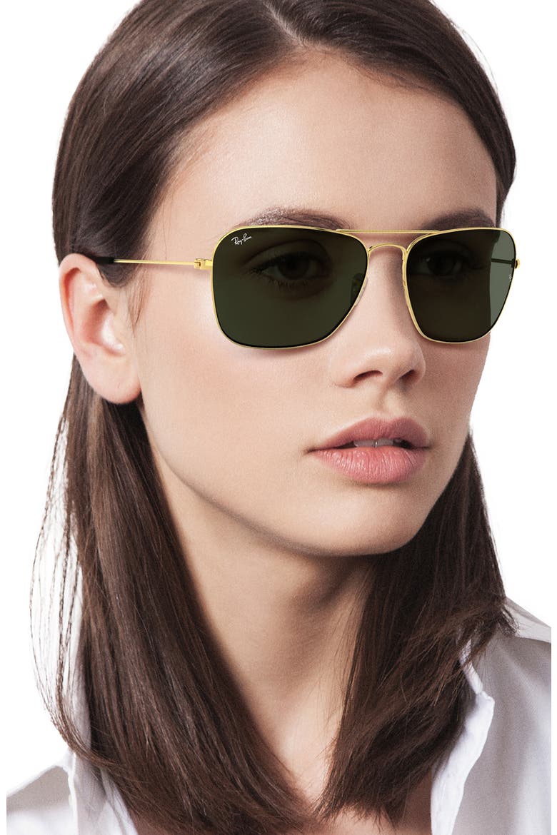 'Caravan' 55mm Sunglasses, Alternate, color, GOLD DKGRN