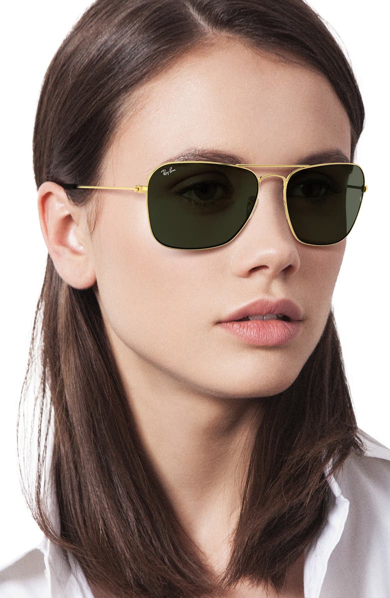 Ray-Ban 'Caravan' 55mm Sunglasses, Alternate, color, Gold/ Dark Green