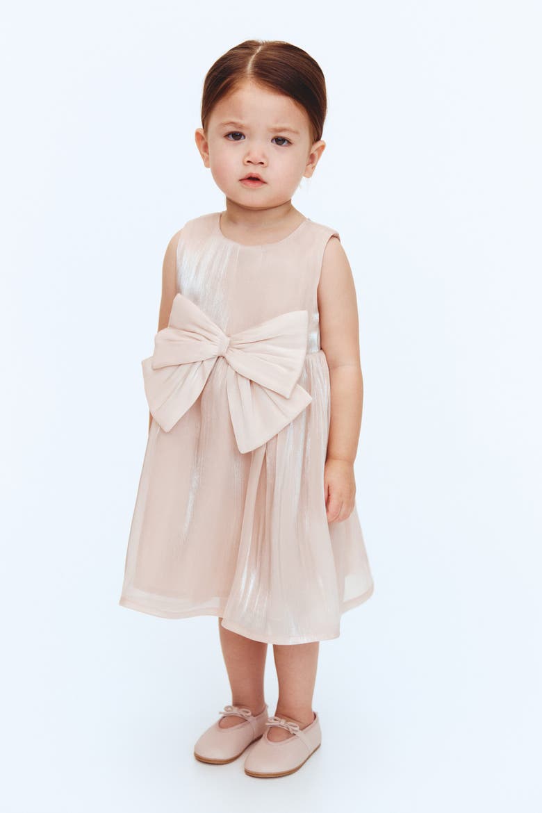 Bow-detail Organza Dress, Main, color, Light dusty pink