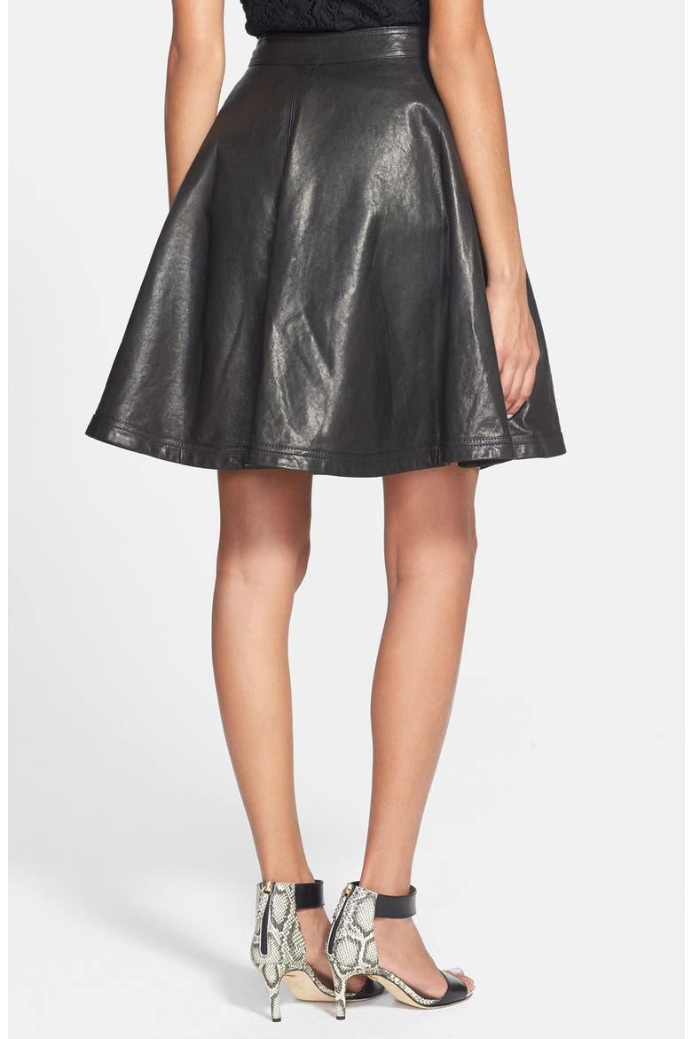 'Riley' Leather Skirt, Alternate, color, BLACK