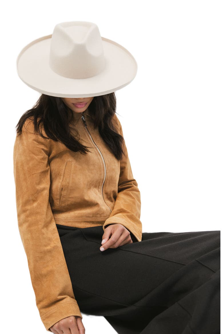 Amelia Pencil Brim Fedora Hat, Alternate, color, Off-White