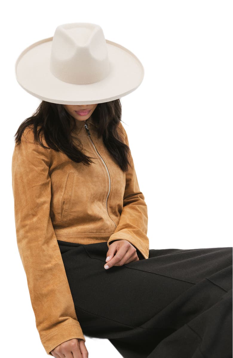 Gigi Pip Amelia Pencil Brim Fedora Hat, Alternate, color, Off-White