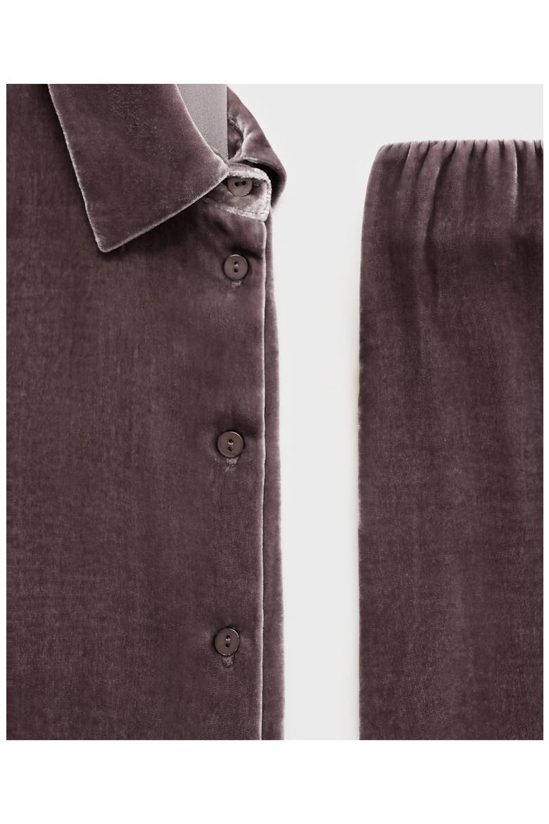 Velvet Button-Up Shirt, Alternate, color, BLACKBERRY