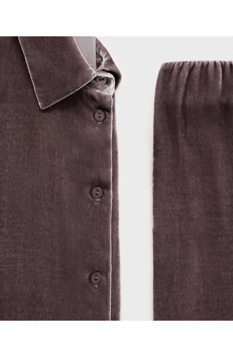 MANGO Velvet Button-Up Shirt, Alternate, color, Blackberry