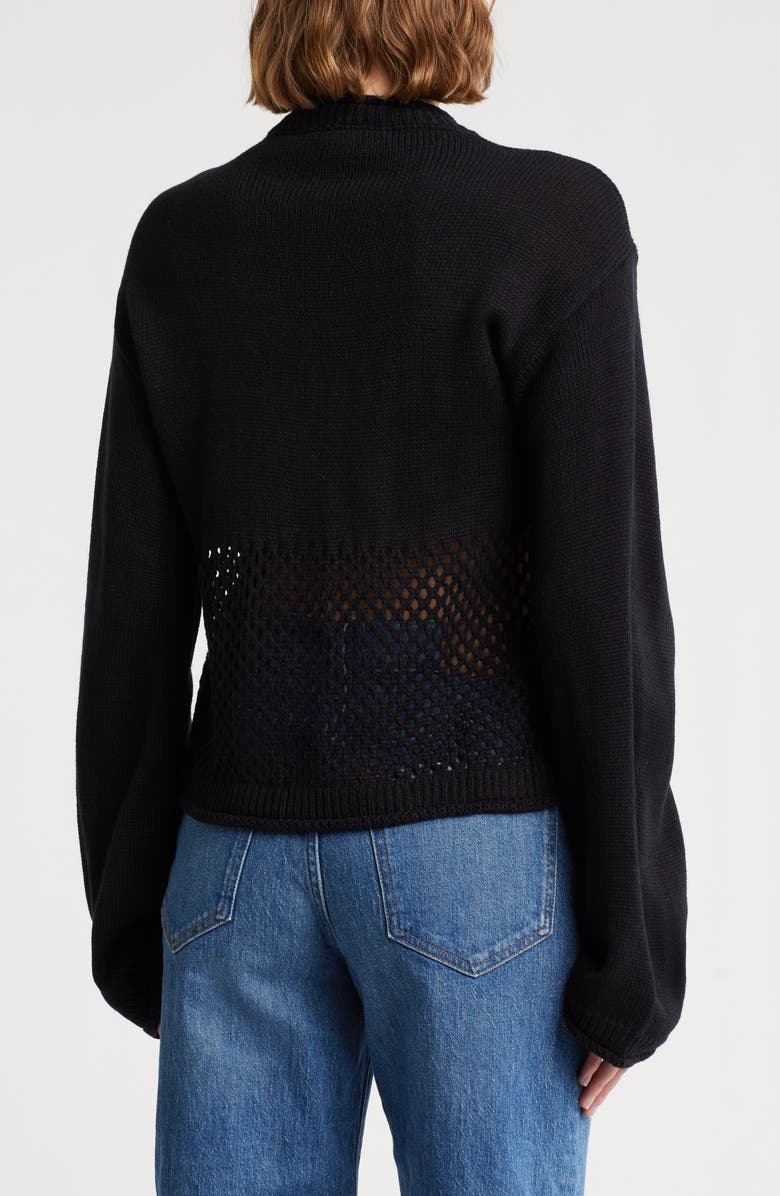 Love By Design Apollo Open Knit Pullover, Alternate, color, Black