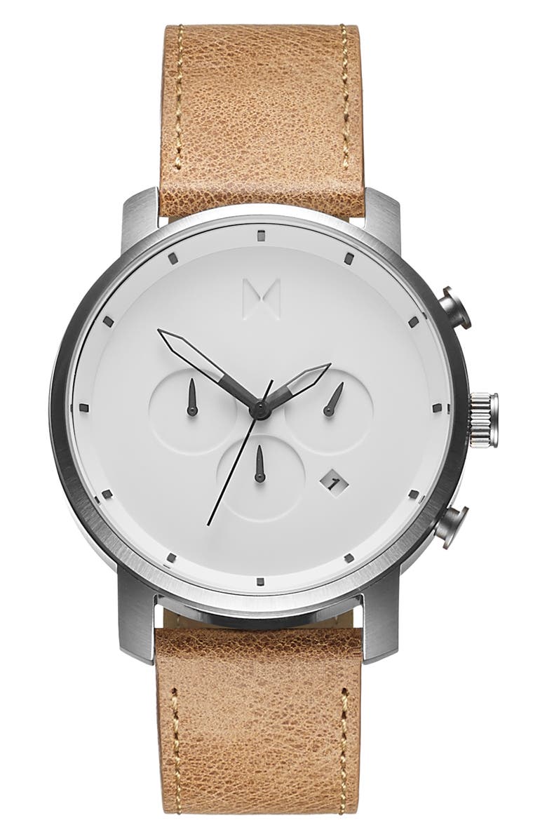 MVMT WATCHES MVMT Chronograph Leather Strap Watch, 45mm, Main, color, 