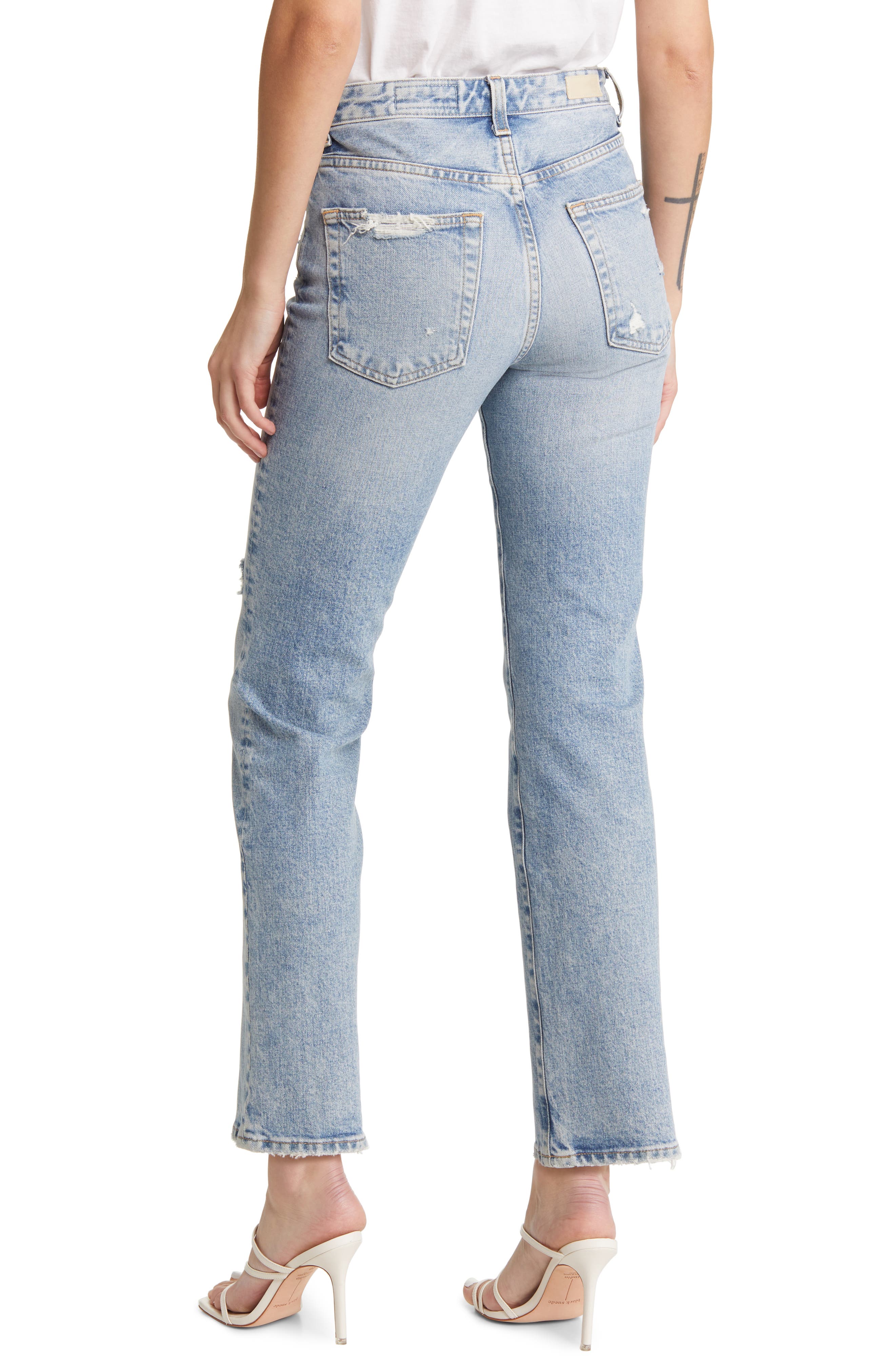 Saige Distressed Ankle Straight Leg Jeans - image 2
