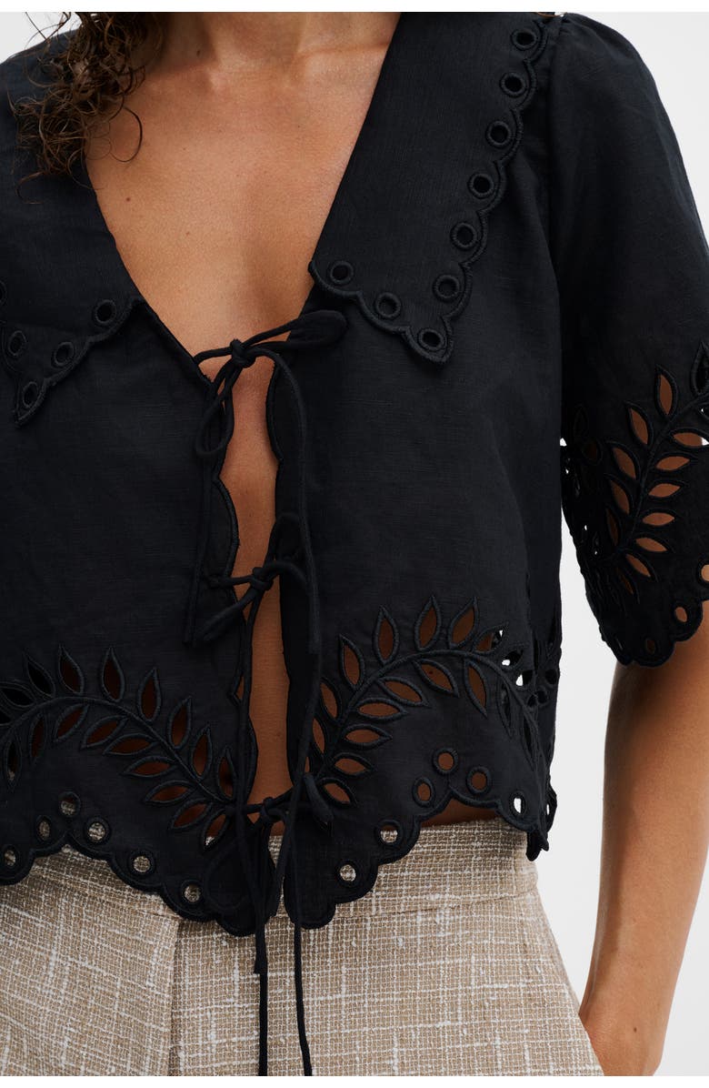 Malina Estela Broderie Anglais Blouse, Alternate, color, Black