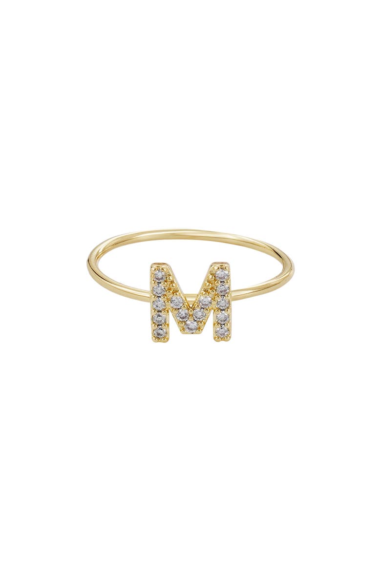 Pavé CZ Initial Charm Ring, Main, color, GOLD - M