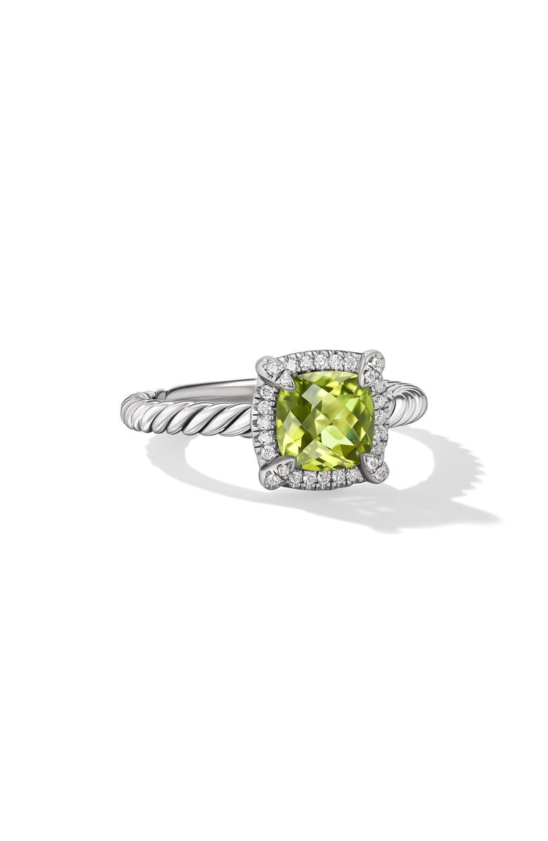 David Yurman Chatelaine Pavé Bezel Ring, Alternate, color, Sterling Silver/ Peridot