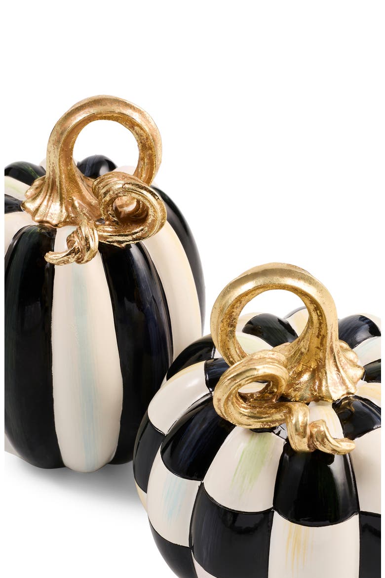 Courtly Check & Stripe Set of 2 Petit Pumpkins, Alternate, color, BLACK