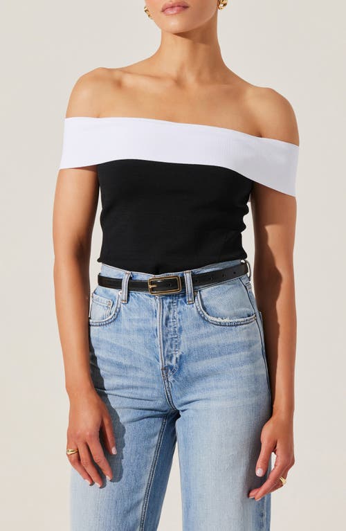 Astr The Label Rochelle Off The Shoulder Sweater In Black White