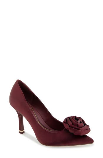 Kenneth Cole Romi Rosette Pointed Toe Pump In Burgundy