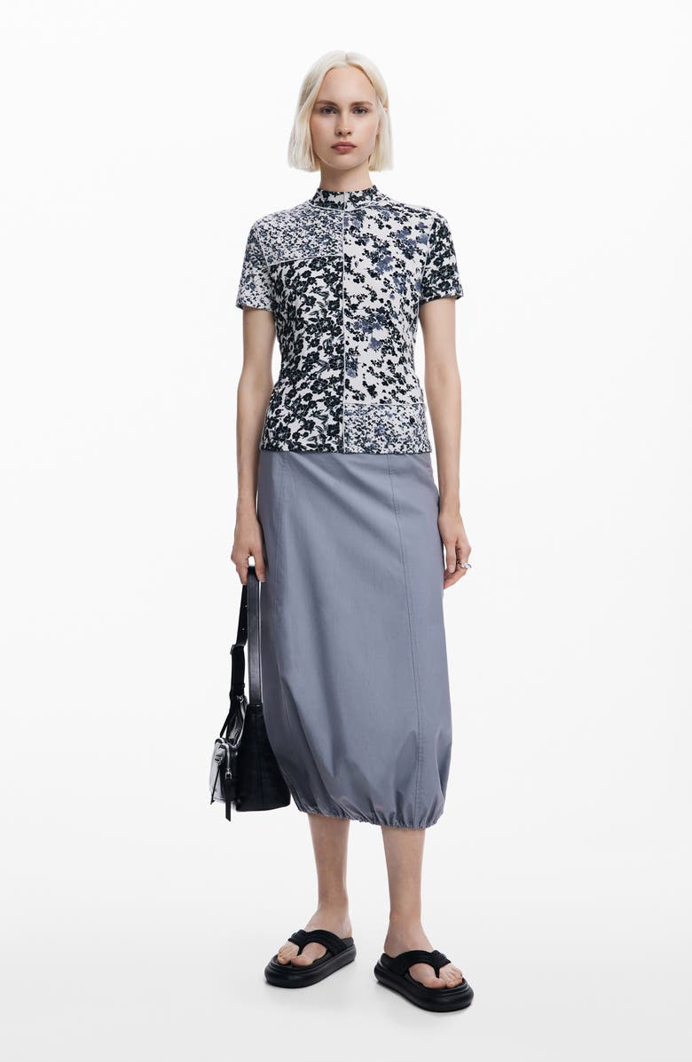 Desigual Patchy Floral Mock Neck T-Shirt, Alternate, color,