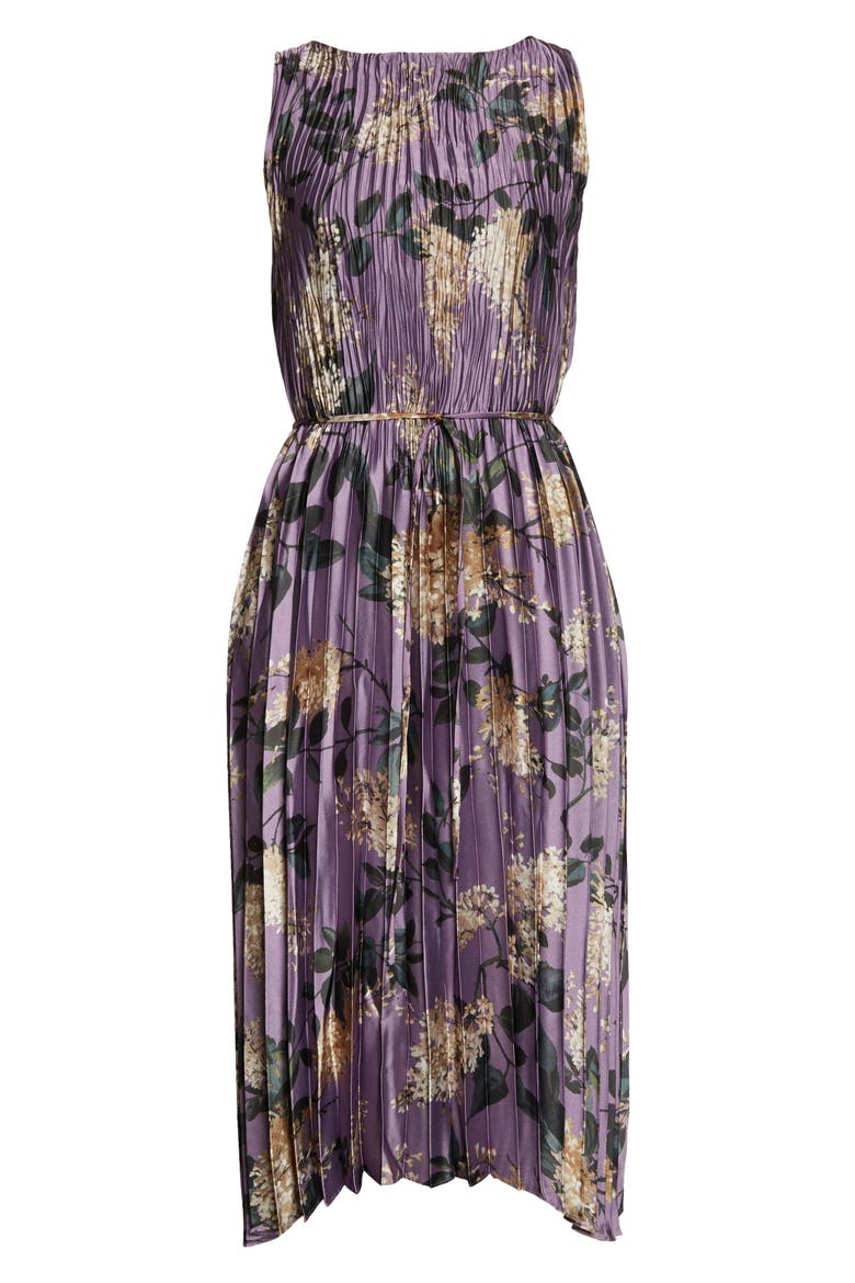 Lilac Plissé Sleeveless Maxi Dress, Main, color, PLUM NIGHT