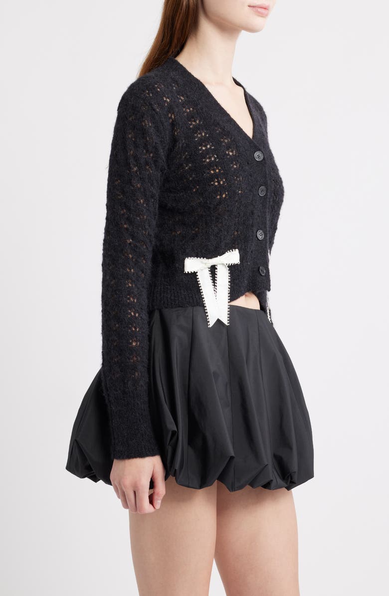 LoveShackFancy Lilly Bow Cardigan, Alternate, color, Midnight Ice