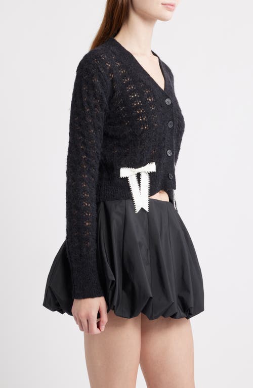 Loveshackfancy Lilly Bow Cardigan In Black