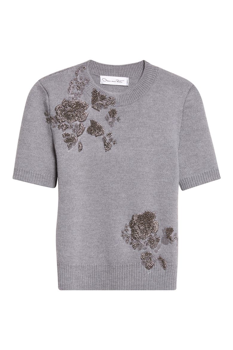 Beaded Wool Sweater, Alternate, color, MELANGE GREY