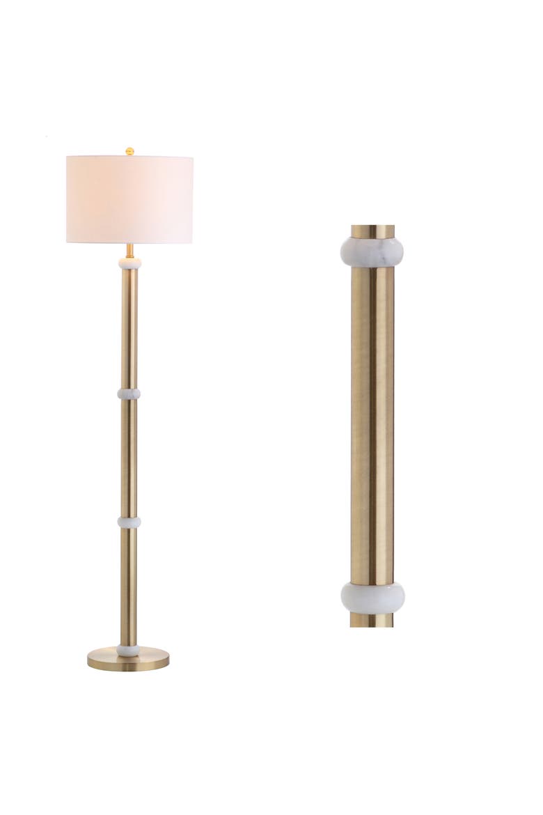 Gregory Metal/Marble LED Floor Lamp, Alternate, color, Brass Gold/White
